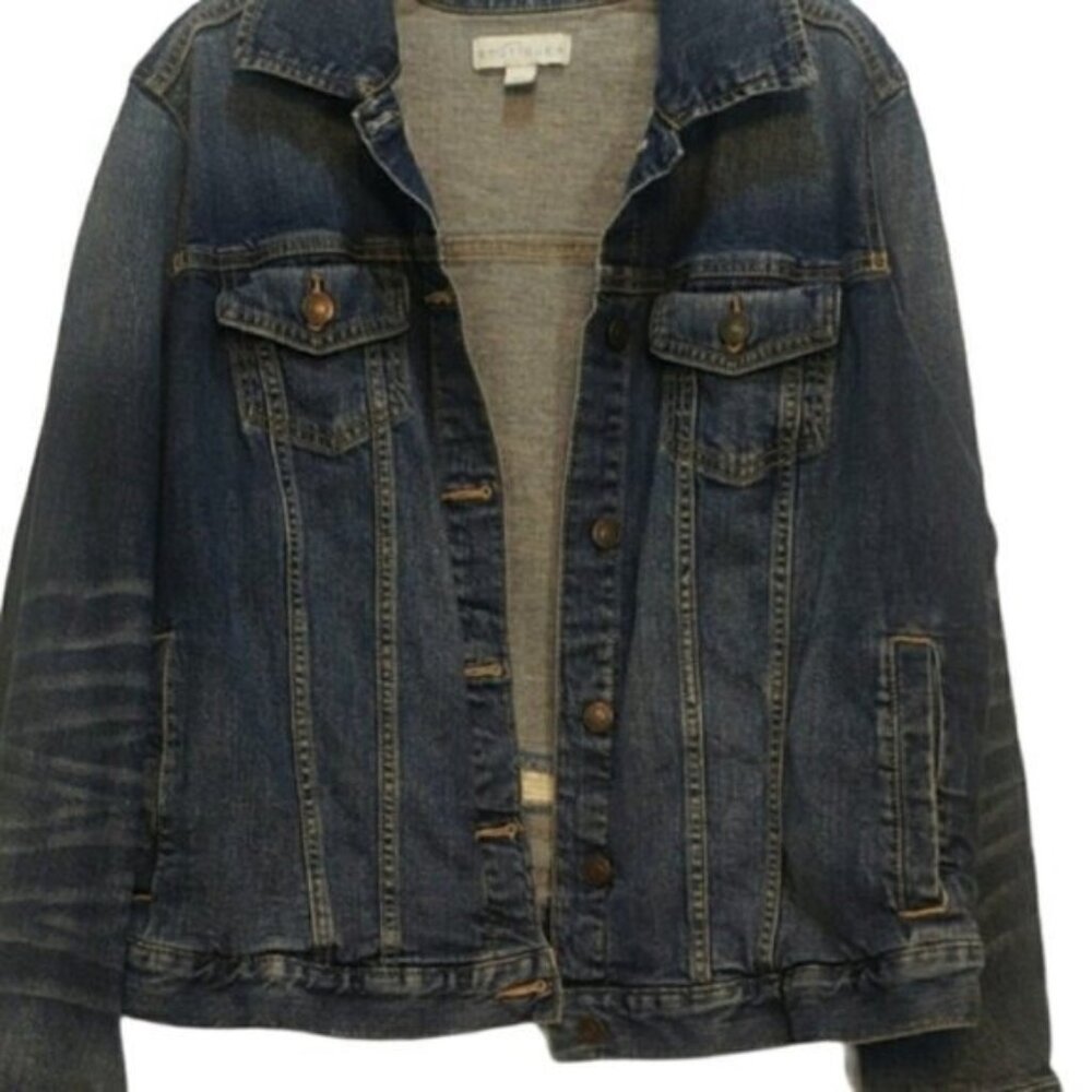 Boutique Denim Distressed Jean Jacket OX